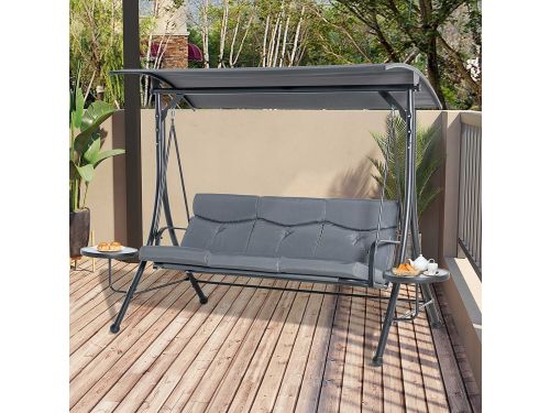 Desmiu Schommelbank 3-Zits Verstelbaar Zonnescherm 271 x 125 x 177