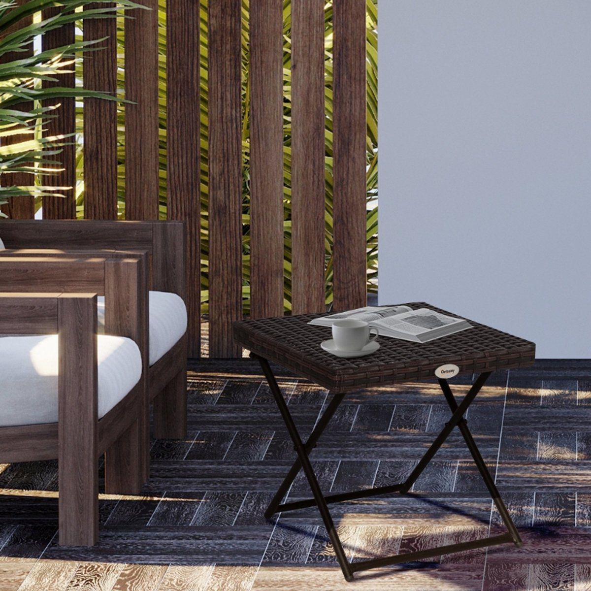 desmiu tuintafel opklapbare bijzettafel in rattanlook voor balkon