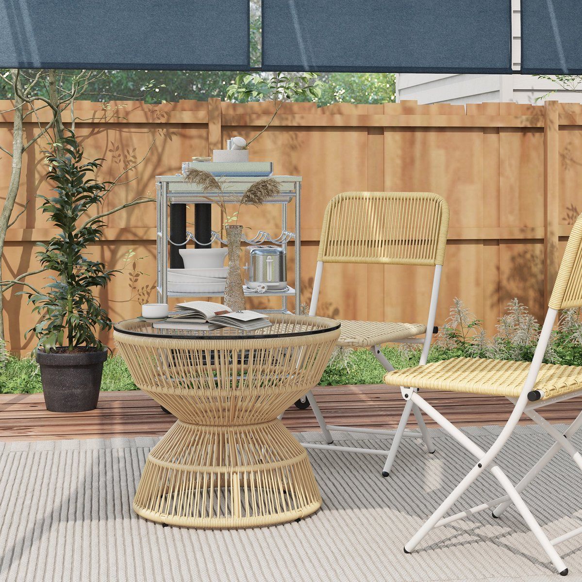 desmiu tuintafel ronde bijzettafel in boho stijl voor balkon