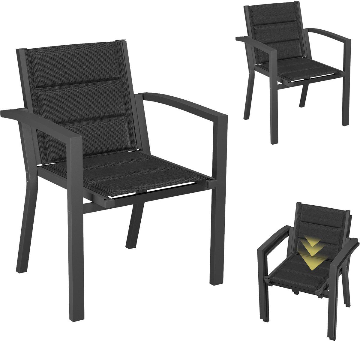 devoko aluminium tuinstoelen 2x fauteuils tuinstoel teslinstof +