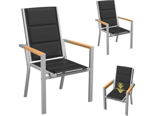 Devoko Aluminium Tuinstoelen 2x -Tuinstoel met armleuningen in houtnerfstructuur
