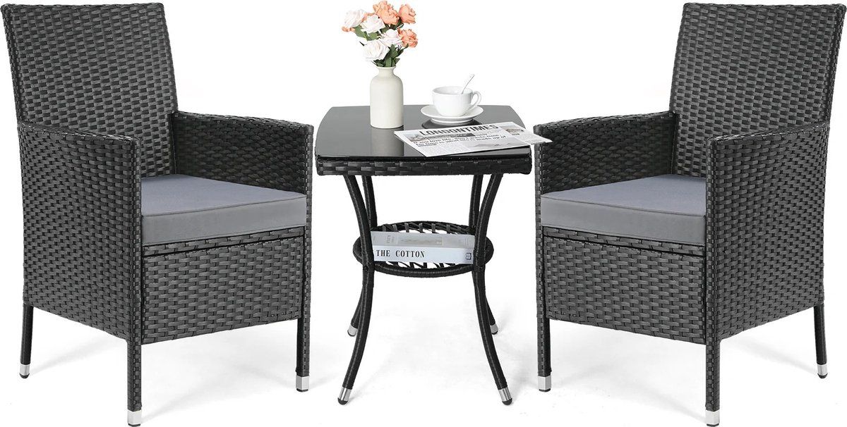 dhn 3 delig balkonset balkonset met kussens tuintafel