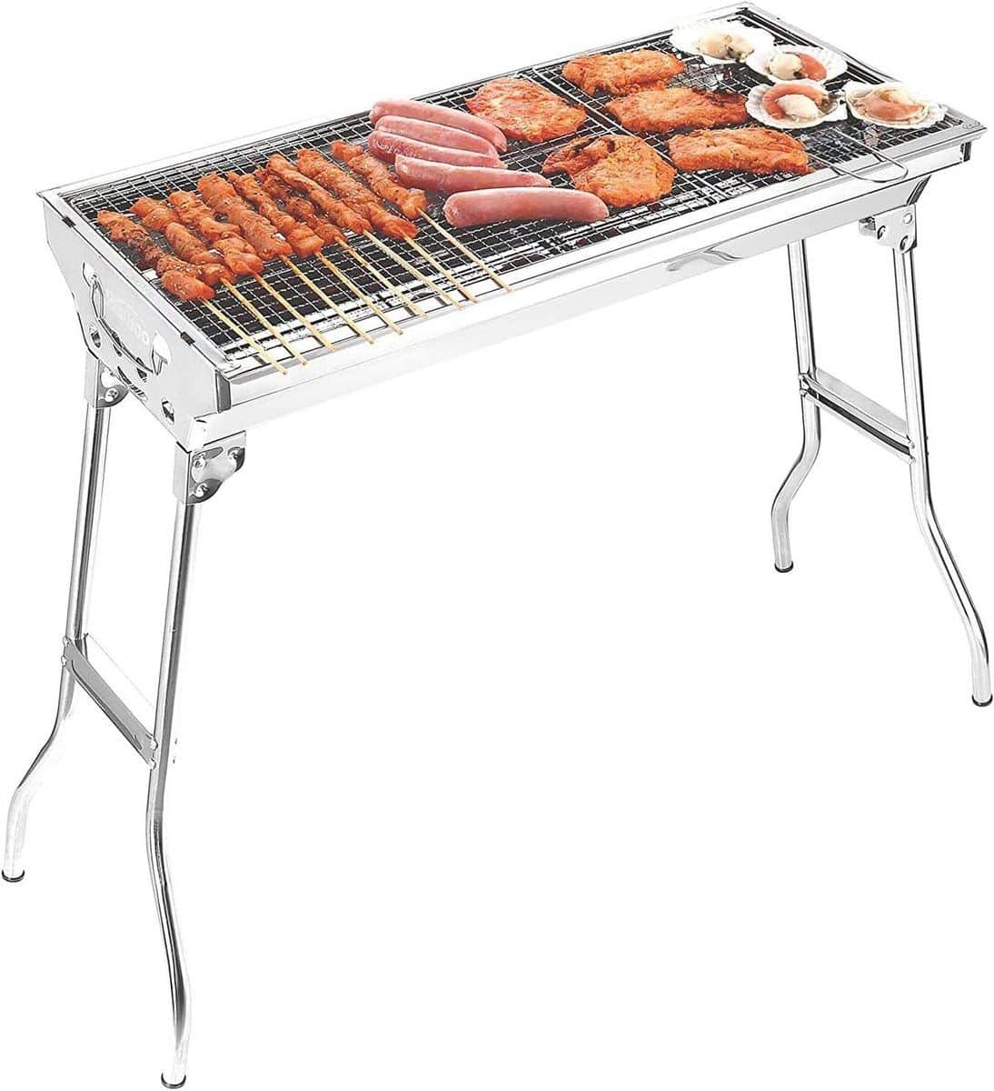 draagbare houtskoolgrill opvouwbare bbq outdoor koken roestvrij