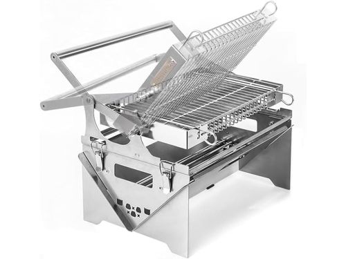 Draagbare Houtskoolgrill - Roestvrijstaal Barbecue - Buiten Koken - 360