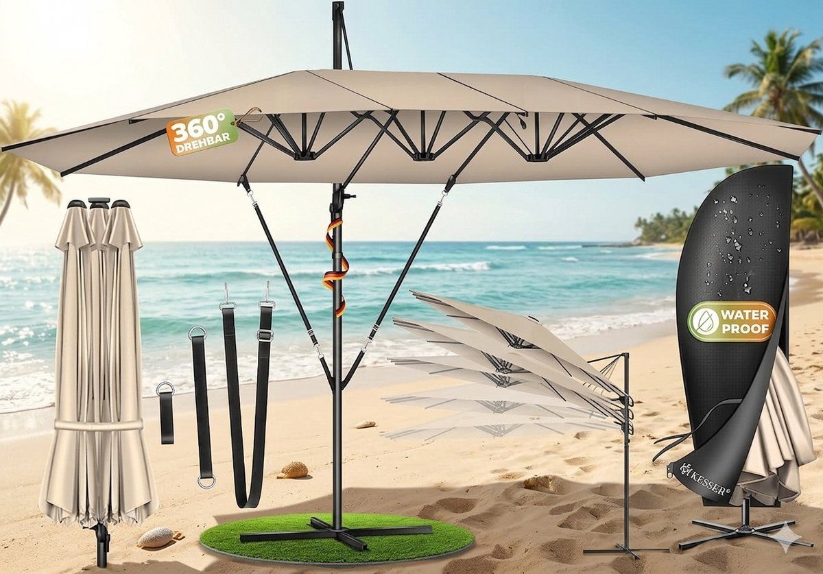 dubbele zweefparasol 460 x 270 460×270 cm antraciet