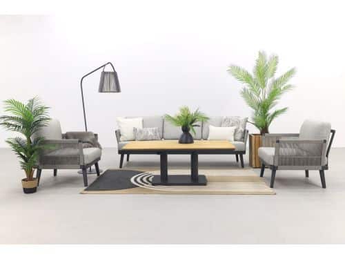 Durban/Medina teak verstelbare stoel-bank loungeset - 4-delig - Op=Op