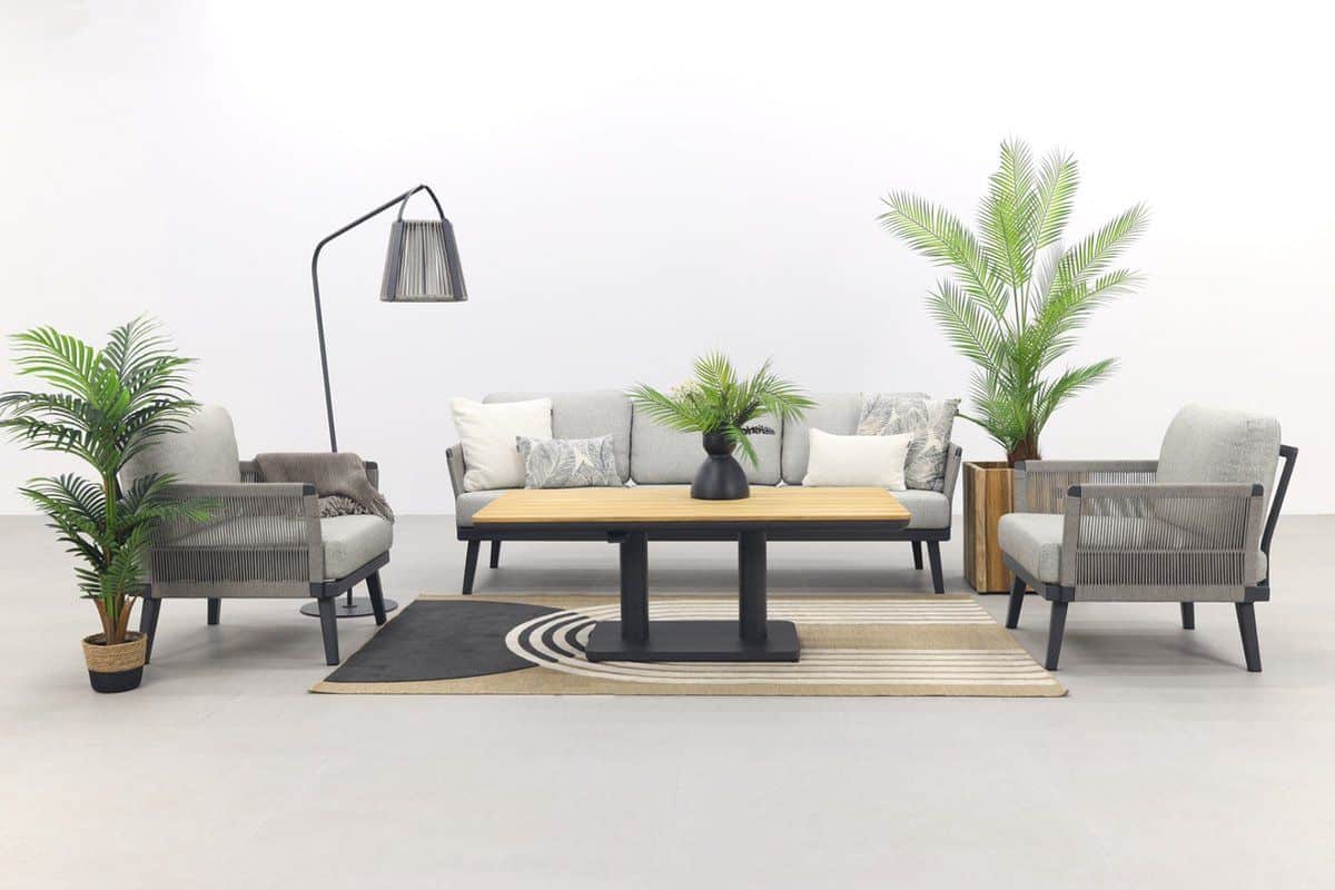 durban/medina teak verstelbare stoel bank loungeset 4 delig op=op