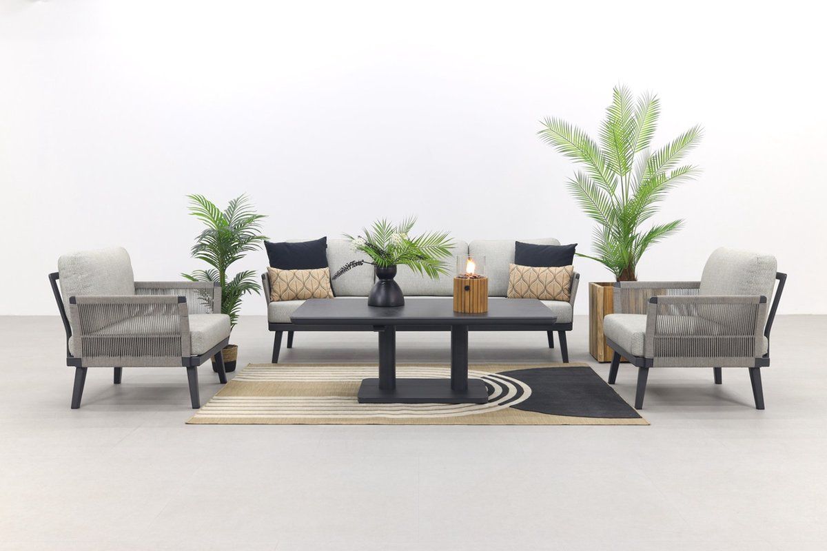 durban/medina verstelbare stoel bank loungeset 4 delig op=op