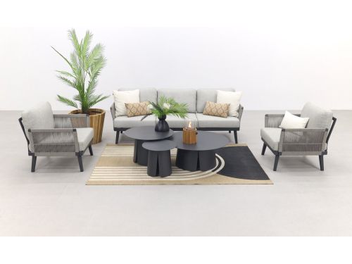 Durban/Velora royal grey stoel-bank loungeset - 6-delig