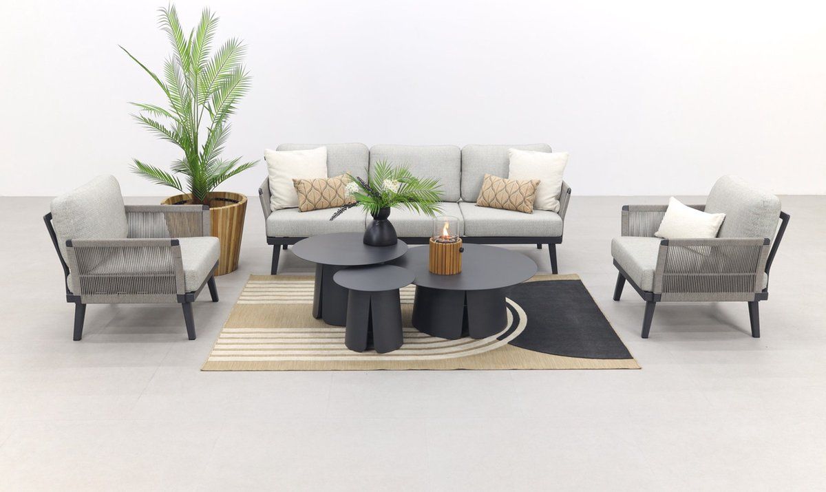 durban/velora royal grey stoel bank loungeset 6 delig
