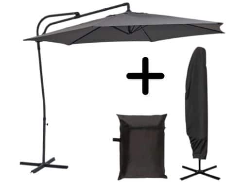 Dutchers® Zweefparasol Ø300 cm inclusief Parasolhoes - Hangparasol met Push