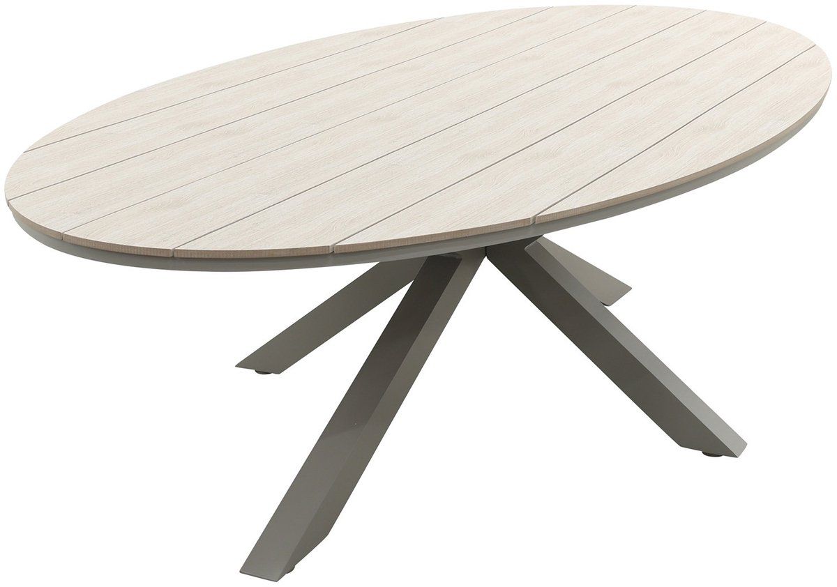 edison tafel ovaal 280×140 cm taupe light teak vironwood
