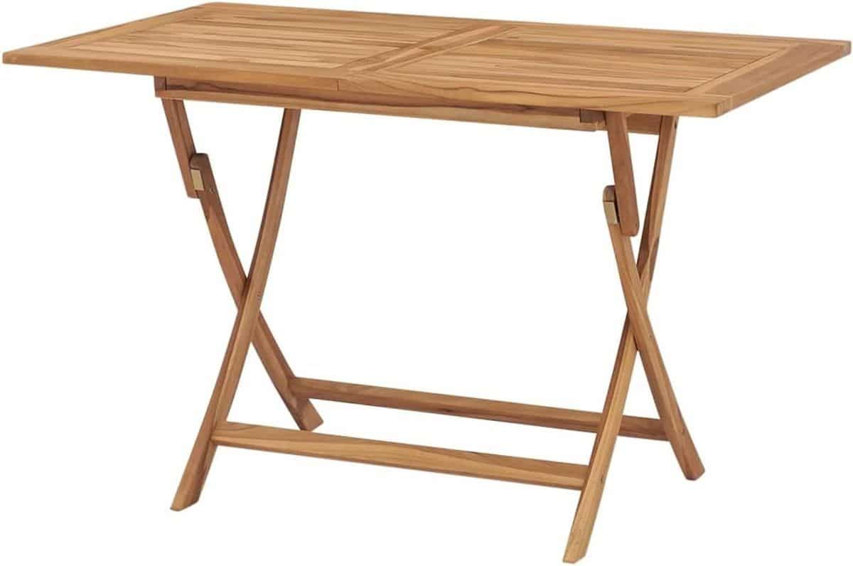eetkamertafel teakhout tuintafel klaptafel buiten eten parasolvergrendeling