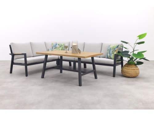 Elati lounge-dining hoekset-5-delig-c.black - sand - light teaklook