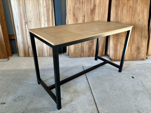 Elba bartafel 160cm | teak vergrijst | zwart frame