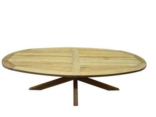 Ellips dining tuintafel 280x130xH76 cm met kruispoot teak