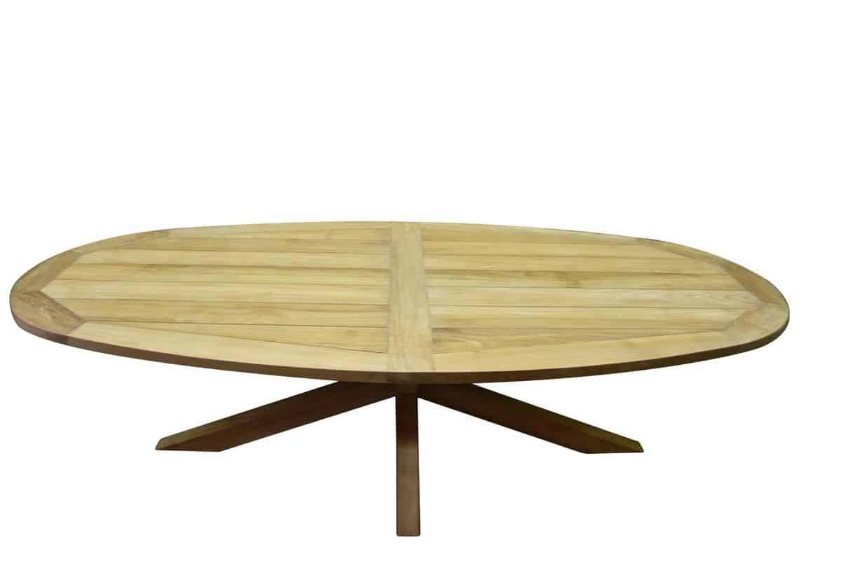 ellips dining tuintafel 280x130xh76 cm met kruispoot teak