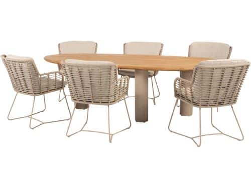 Estate Fabrice dining tuinset 240x105xH75 cm 7 delig teak latte