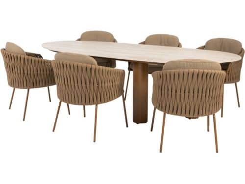 Estate Molina dining tuinset 240x105xH75 cm 7 delig keramiek amber