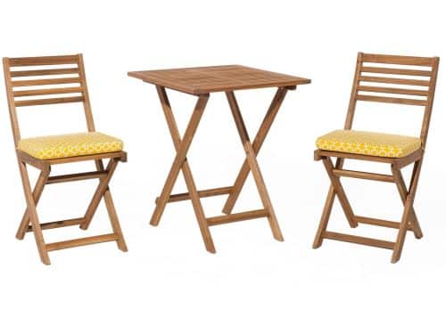 FIJI - Bistroset voor 2 - Lichte houtkleur/Geel - Acaciahout