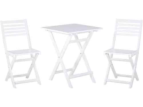 FIJI - Bistroset voor 2 - Wit - Acaciahout