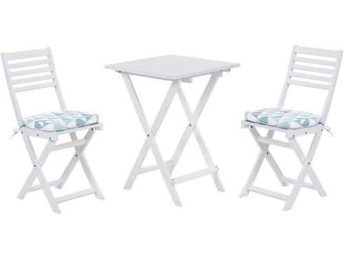 FIJI - Bistroset voor 2 - Wit /Blauw - Acaciahout