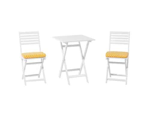 FIJI - Bistroset voor 2 - Wit /Geel - Acaciahout
