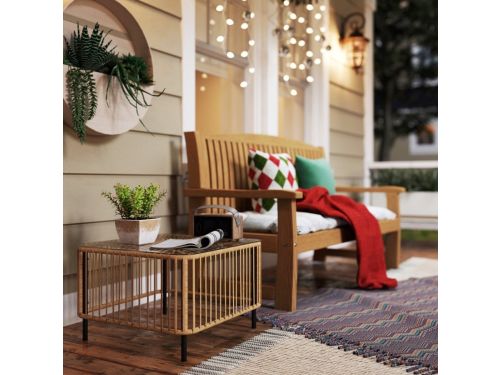 FloraGrace Bijzettafel - Vierkant Polyrattan Design Met Gehard Glas