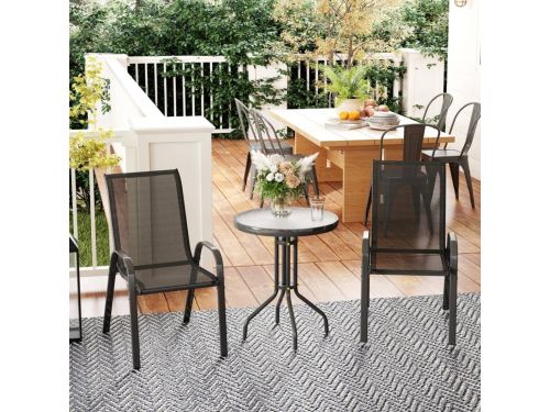 FloraGrace Bistroset - 3-Delig Met Stapelbare Stoelen En Ronde Tafel