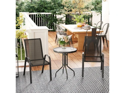FloraGrace Bistroset - 3-Delig Met Stapelbare Stoelen En Ronde Tafel