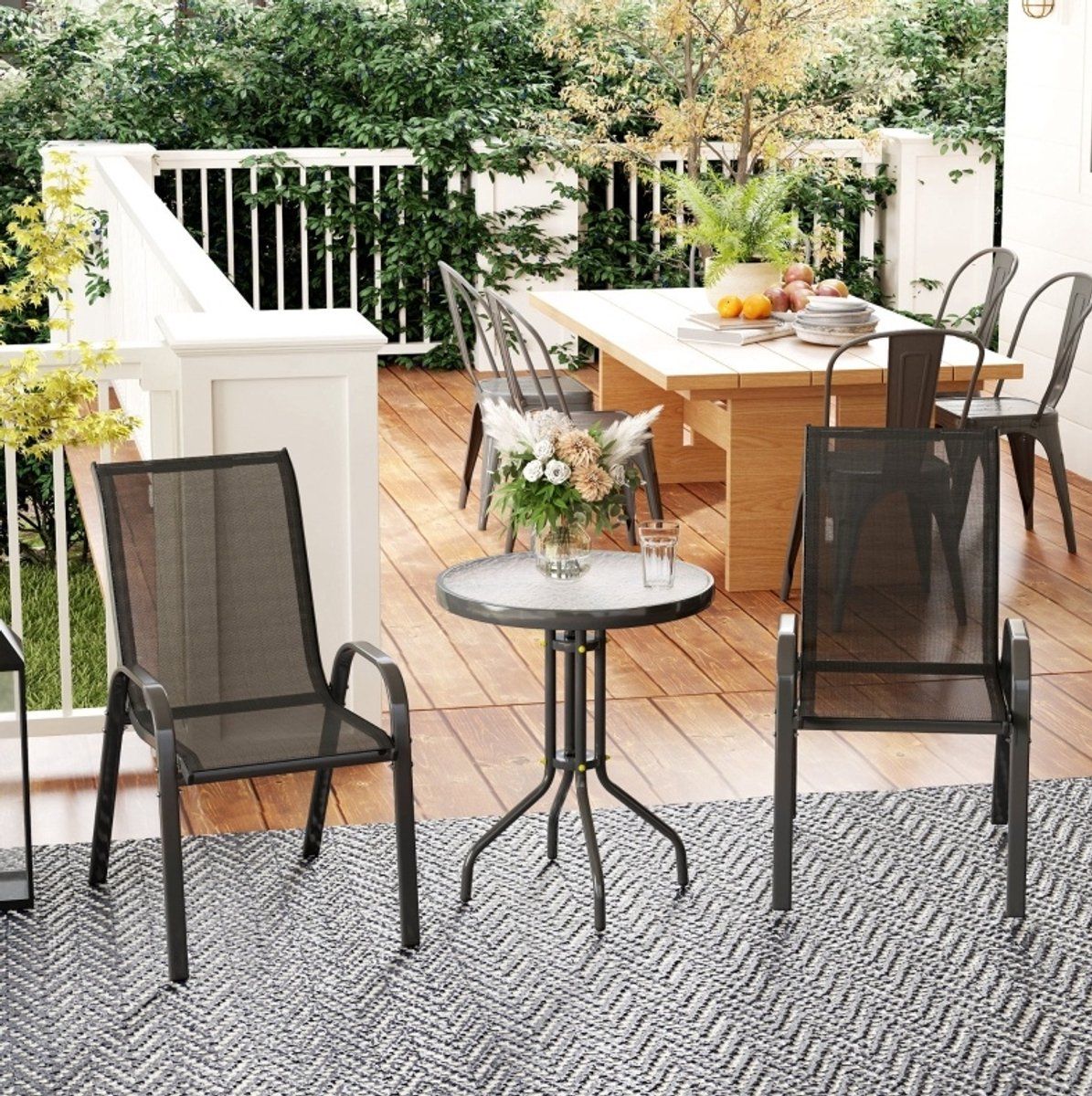 floragrace bistroset 3 delig met stapelbare stoelen en ronde tafel