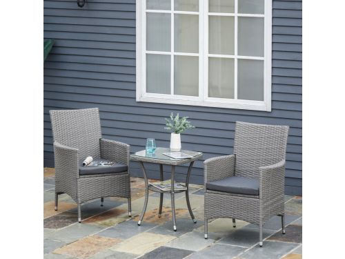 FloraGrace Bistroset - 3-Delige Balkonset Met Kussens En Gehard Glas
