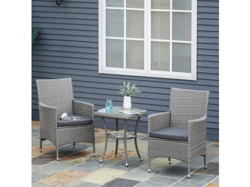 FloraGrace Bistroset - 3-Delige Balkonset Met Kussens En Gehard Glas