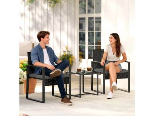 FloraGrace Bistroset - 3-Delige Set Met Afneembare Kussens En Glazen