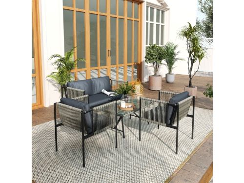 FloraGrace Loungeset - 4-Delige Stoel-Bank Set Met Kussens En Glazen