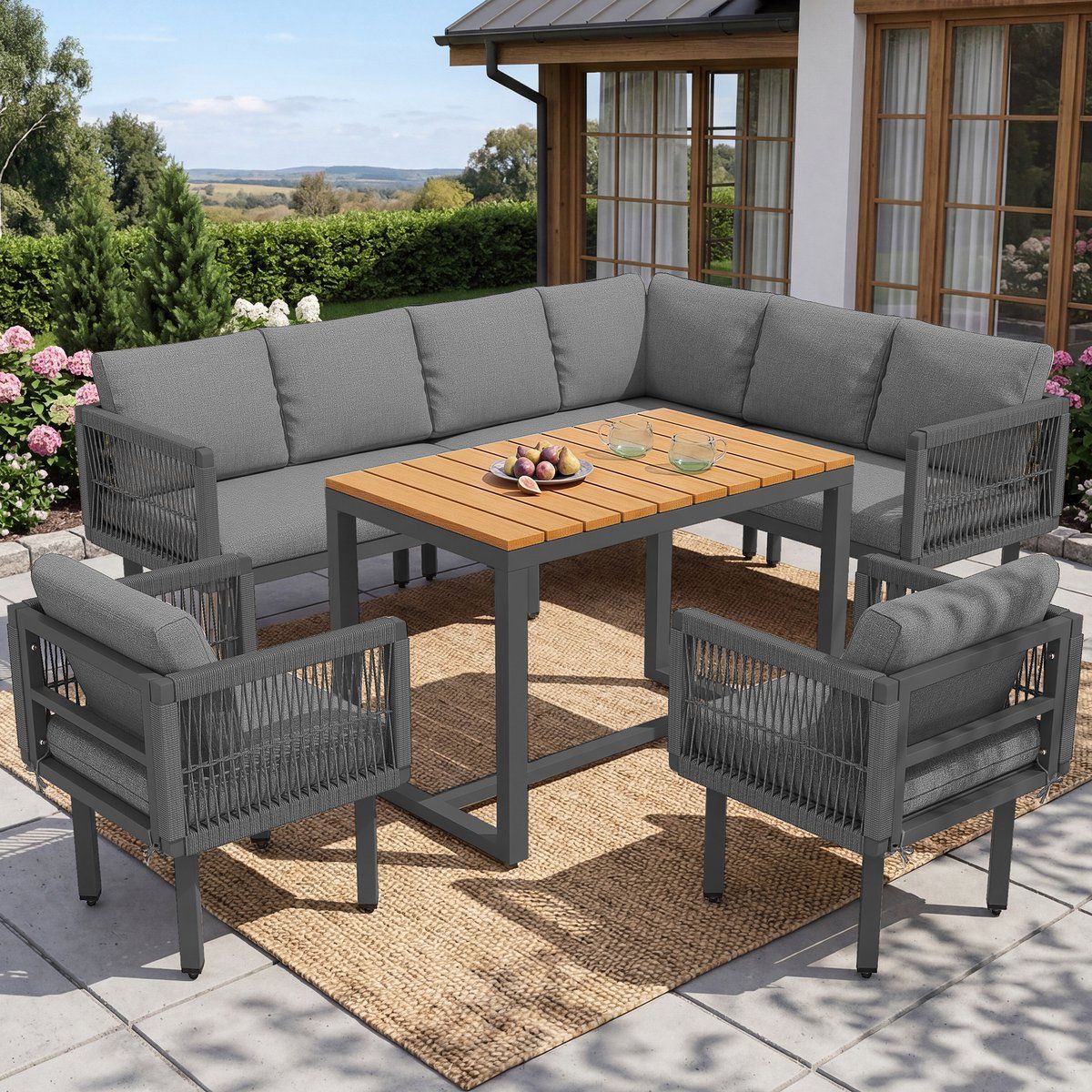 floragrace loungeset 6 delige hoek loungeset met tafel en 2