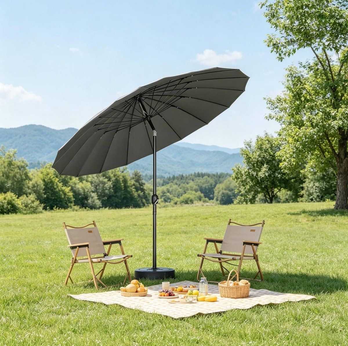 floragrace parasol met verstelbare neiging 257 cm polyester met glasvezel