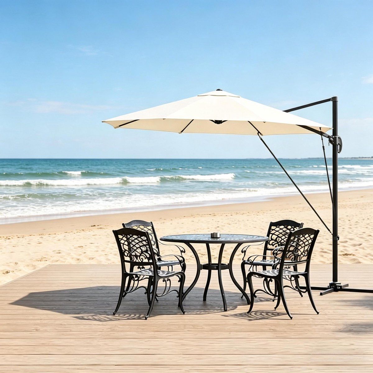 floragrace zweefparasol rond 3 m beige met uv 50 plus
