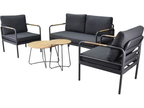 Florina stoel bank loungeset 5 delig aluminum teak antraciet
