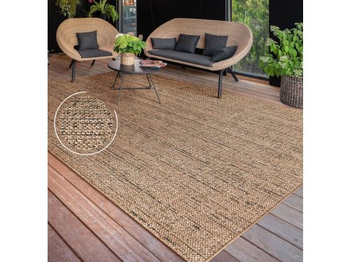 Flycarpets Aamber Jute Buitenkleed - Naturel / Zwart - Buitentapijt