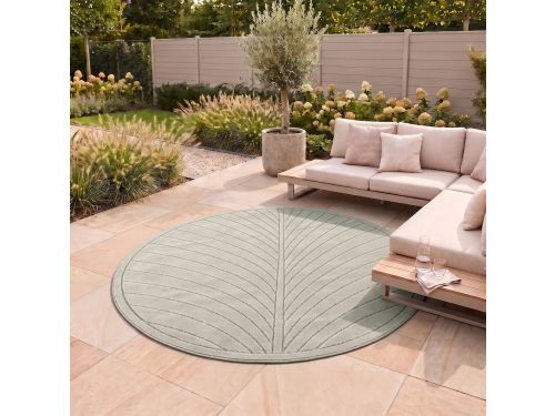Flycarpets Novara Palmblad Rond Buitenkleed - Groen - Buitentapijt