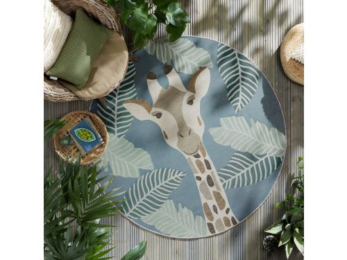 Flycarpets Rond Modern Vloerkleed - Eric Giraffe - Buitenkleed