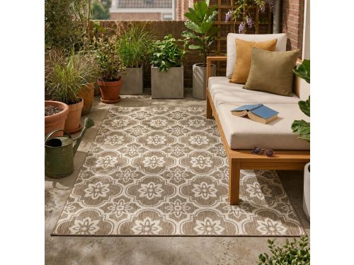 Fraai Buitenkleed - Rio Flower Beige - 230x330 cm