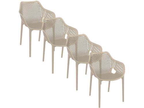 Garden Impressions Air XL design tuinstoel taupe - 4 stuks