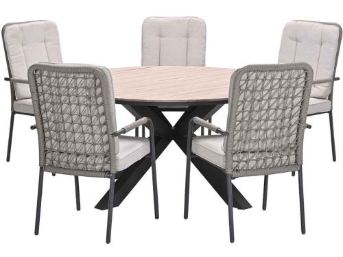 Garden Impressions Aleria tuinset 6-delig taupe - Tulli tuintafel Ø148x75