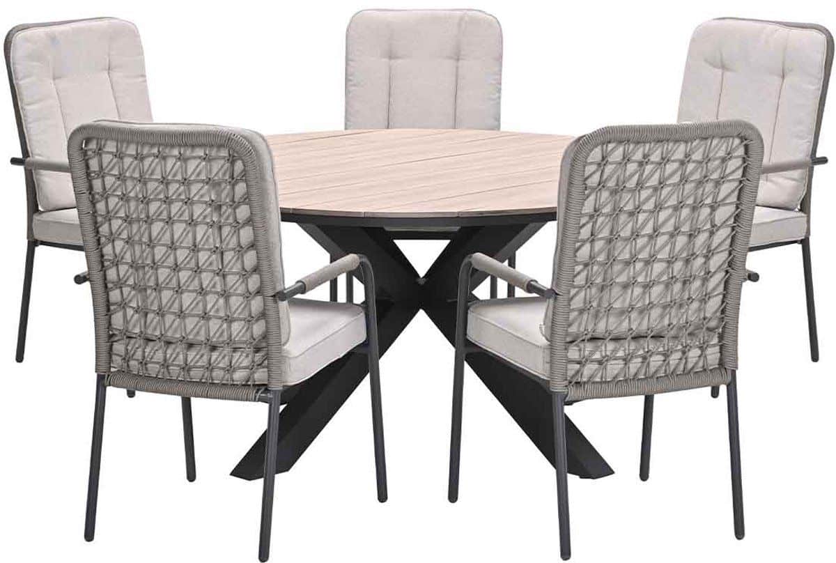 garden impressions aleria tuinset 6 delig taupe tulli tuintafel Ø148×75
