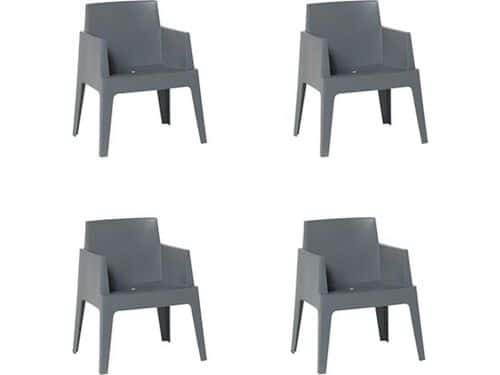 Garden Impressions Box Tuinstoel Donkergrijs - 4 stuks
