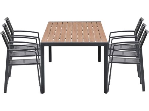 Garden Impressions Cosmo/Felini tuinset 6 personen teaklook tafel 220 cm