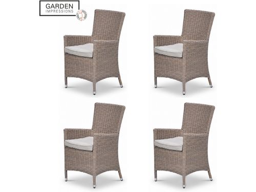 Garden Impressions Costa tuinstoelen set van 4 wicker met kussen