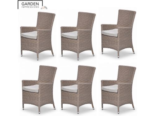 Garden Impressions Costa tuinstoelen set van 6 wicker met kussen